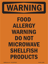 Food Allergy Warning Do Not Microwave Shellfish