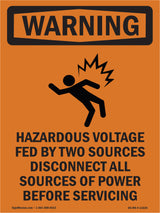 Hazardous Voltage Fed By Two With Symbol