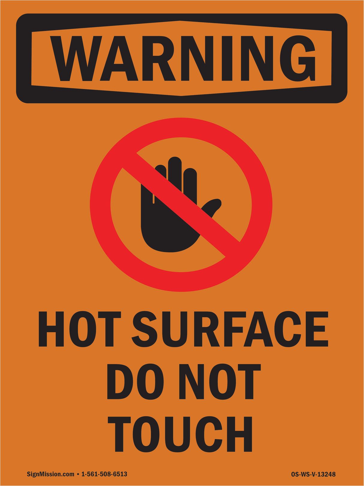 Hot Surface Do Not Touch With Symbol