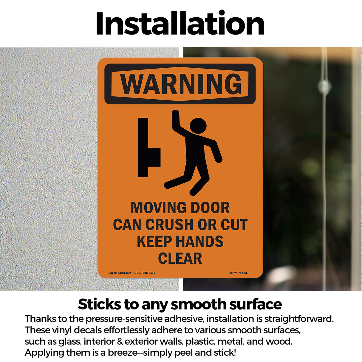 Moving Door Can Crush Or Cut With Symbol