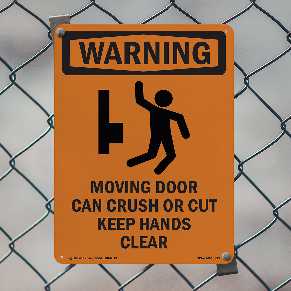 Moving Door Can Crush Or Cut With Symbol