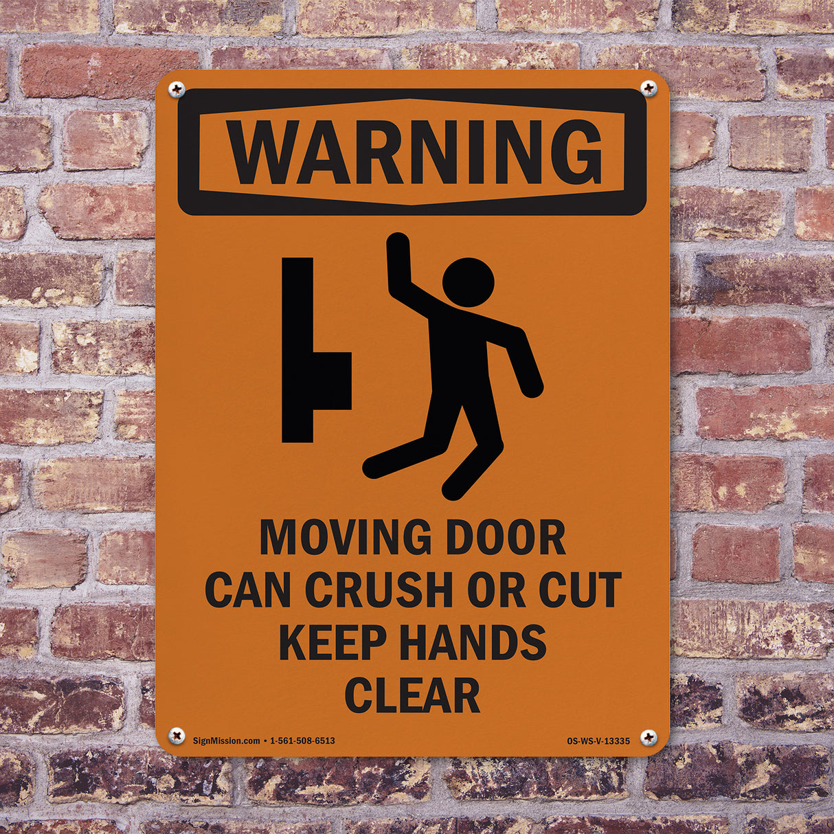 Moving Door Can Crush Or Cut With Symbol