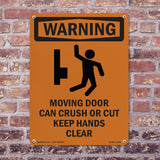 Moving Door Can Crush Or Cut With Symbol