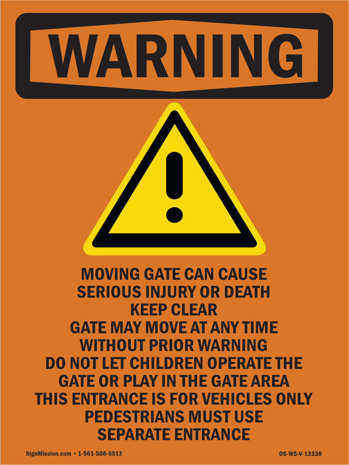 Moving Gate Can Cause Serious Injury