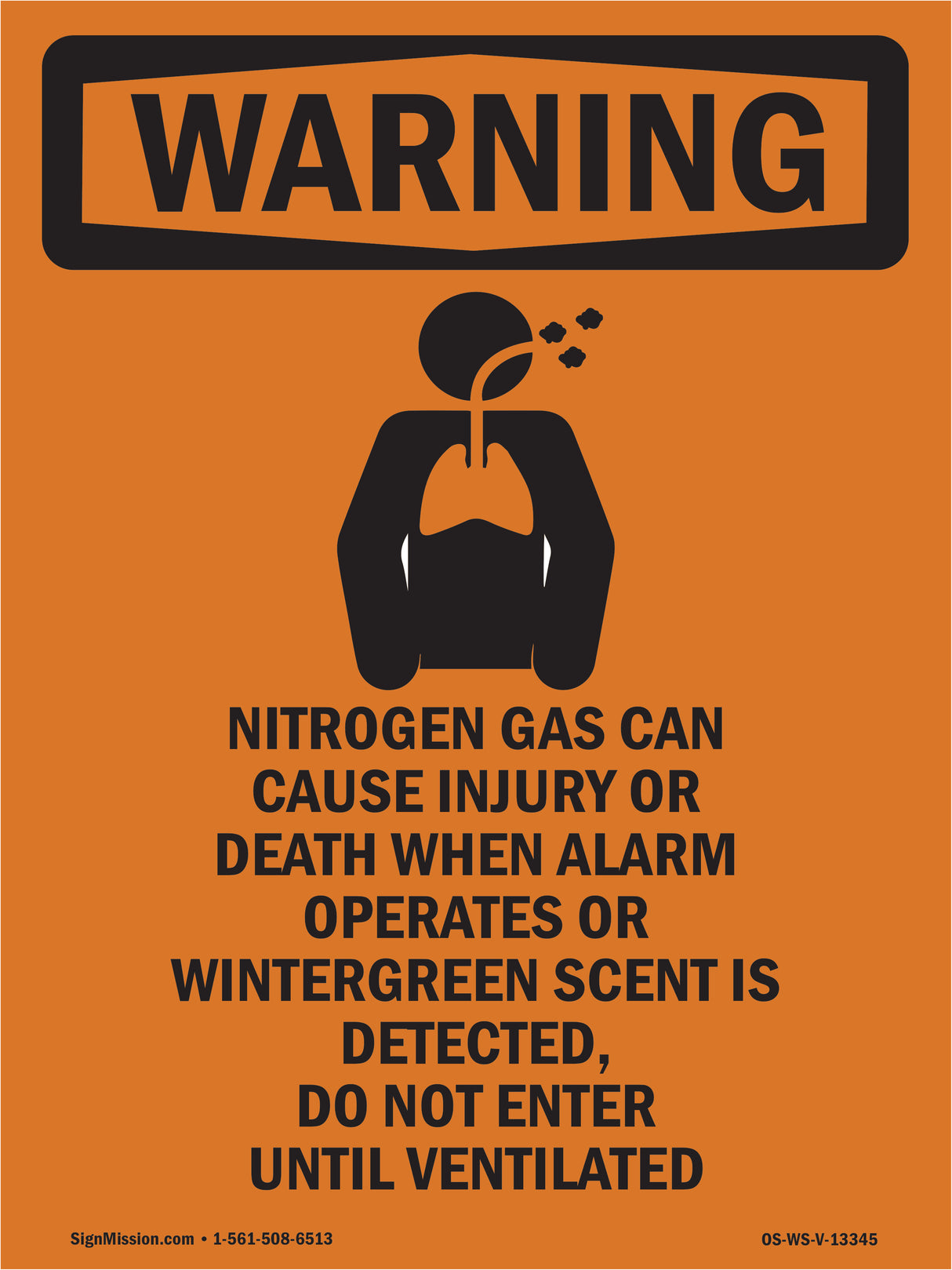 Nitrogen Gas Can Cause Injury With Symbol