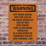 Off-Road Diesel Not For Use In On-Road Vehicles