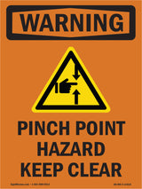 Pinch Point Hazard Keep Clear With Symbol