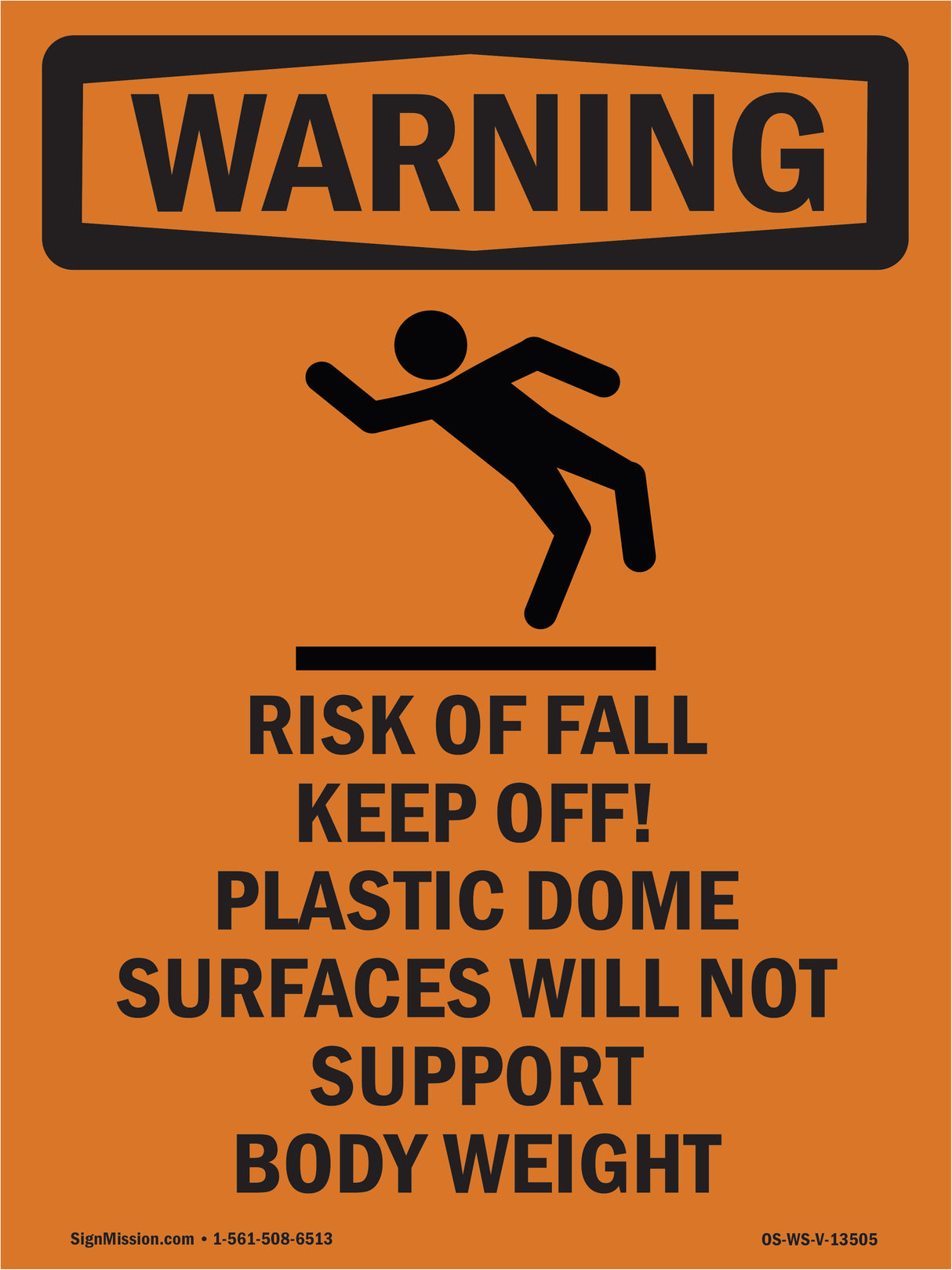 Risk Of Fall Keep Off! Plastic With Symbol