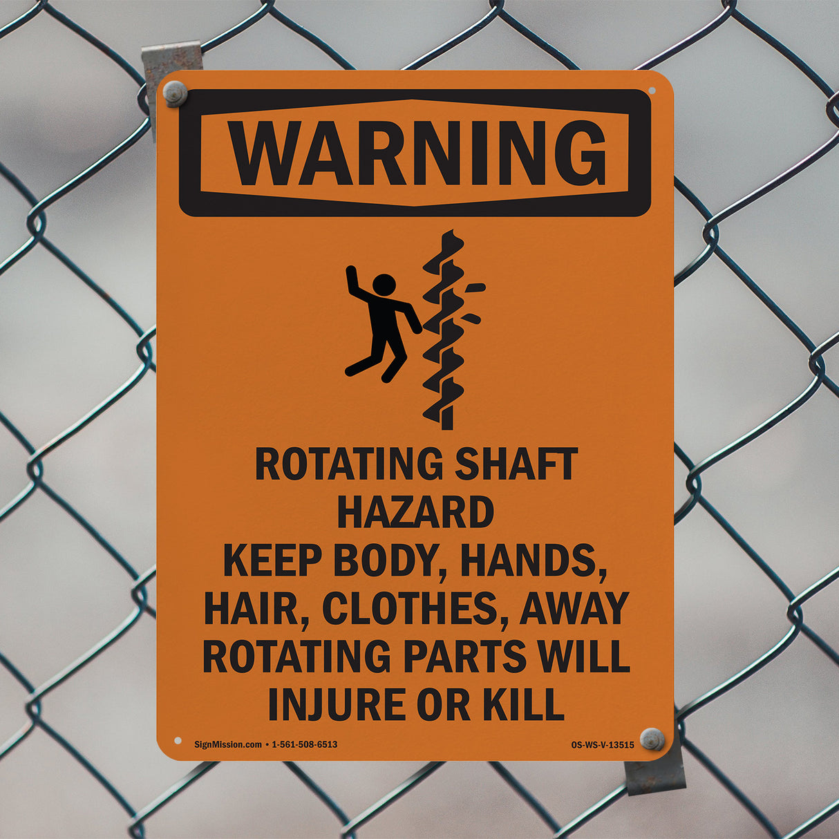 Rotating Shaft Hazard Keep Body, With Symbol