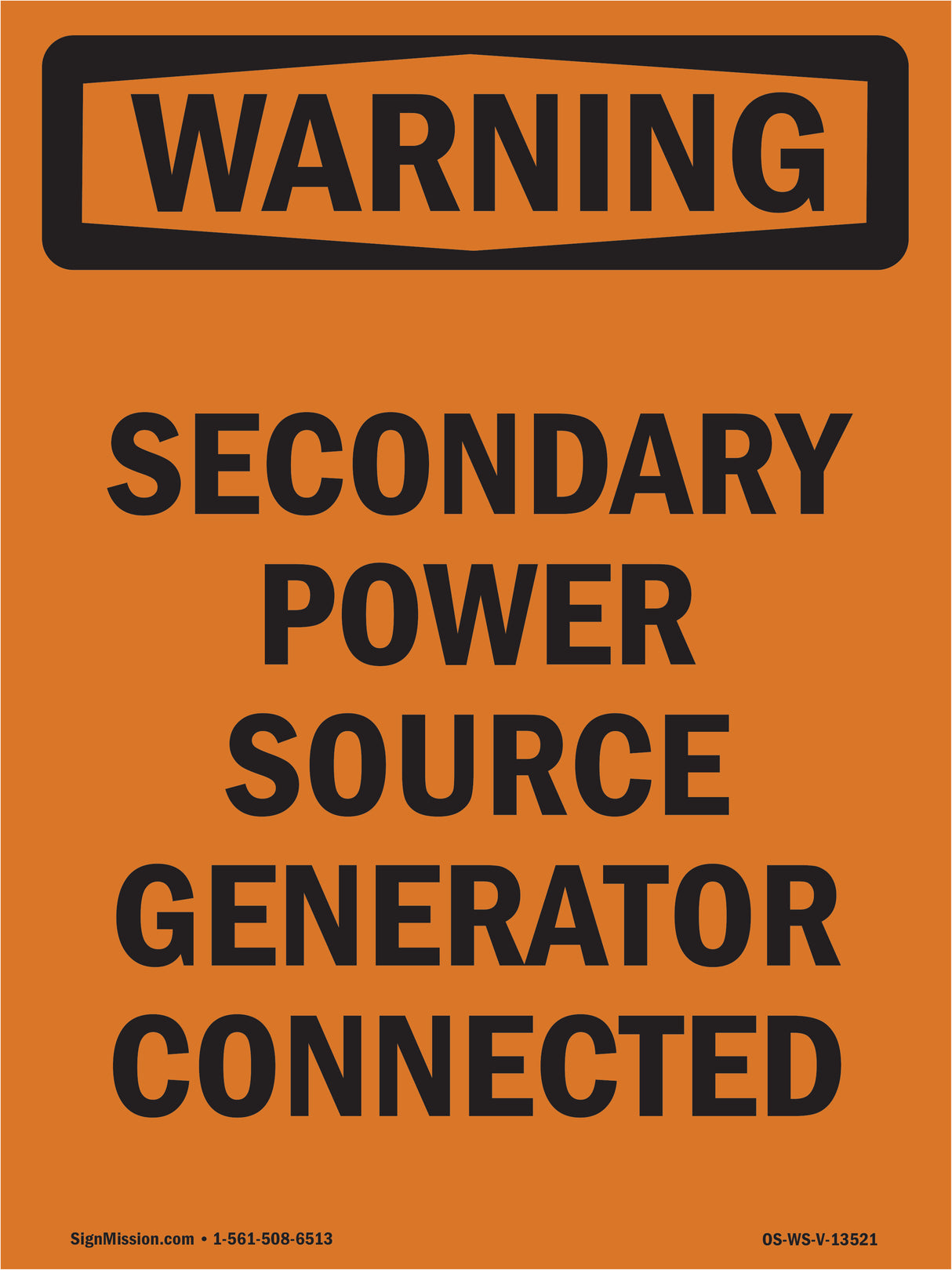 Secondary Power Source Generator Connected