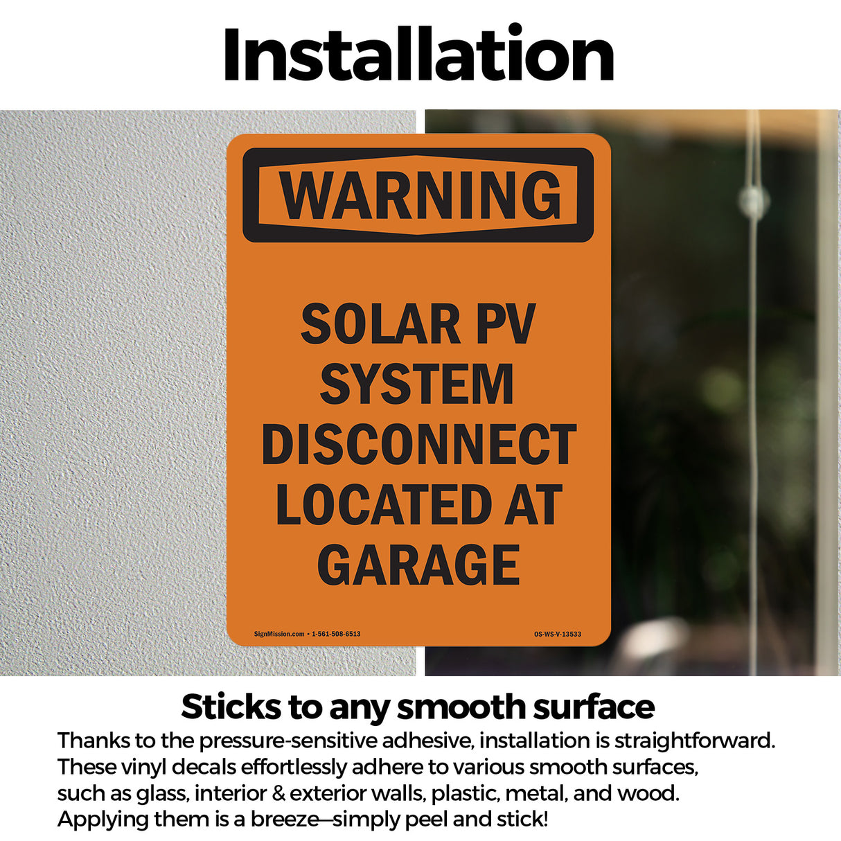 Solar PV System Disconnect Located At Garage