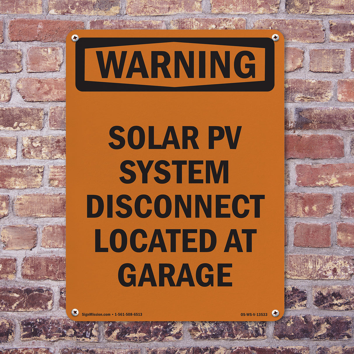 Solar PV System Disconnect Located At Garage