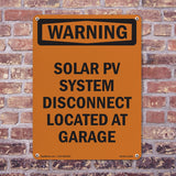 Solar PV System Disconnect Located At Garage