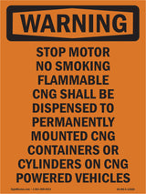 Stop Motor No Smoking Flammable