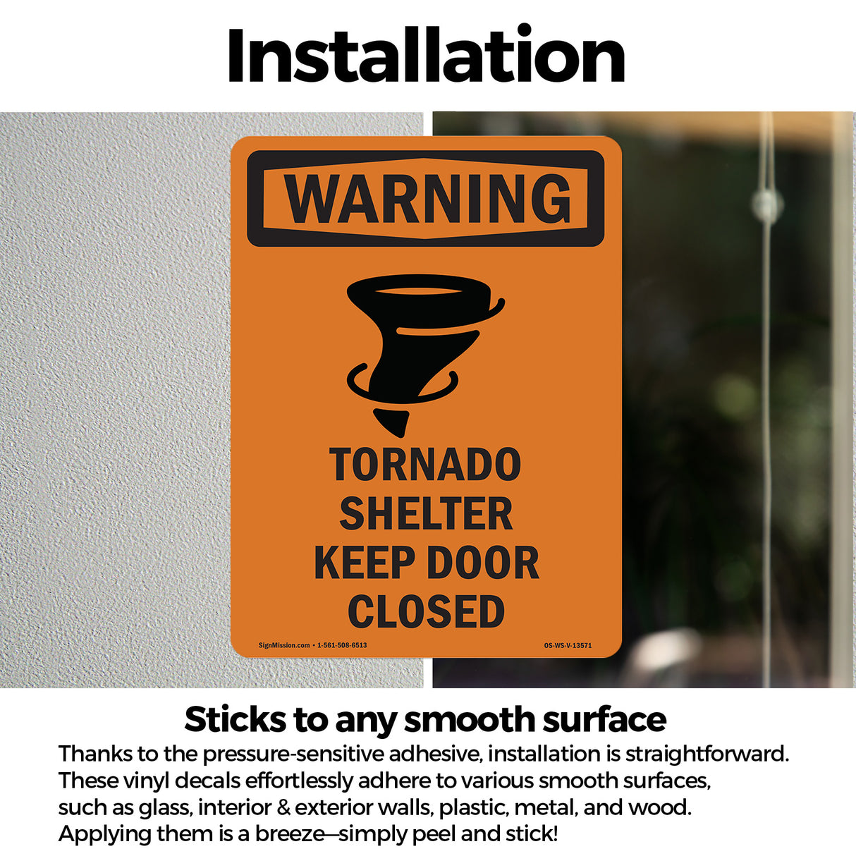 Tornado Shelter Keep Door Closed With Symbol