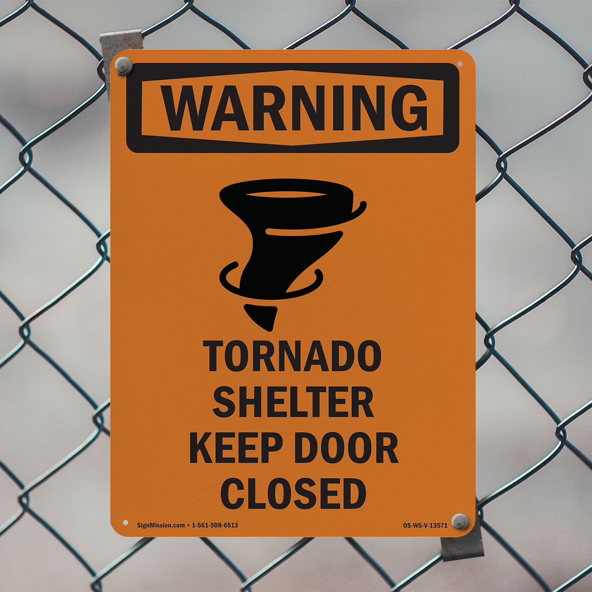 Tornado Shelter Keep Door Closed With Symbol