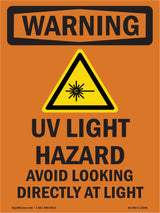 UV Light Hazard Avoid Looking With Symbol
