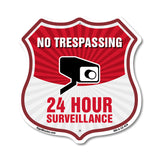 No Trespassing Shield Sign 24 Hour Surveillance