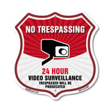 No Trespassing Shield Sign 24 Hour Video Surveillance Trespassers Will Be Prosecuted