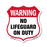 Pool Safety Shield Sign Warning No Lifeguard On Duty