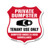 Private Dumpster Shield Sign Tenant Use Only Dumpster Under 24 Hour Surveillance