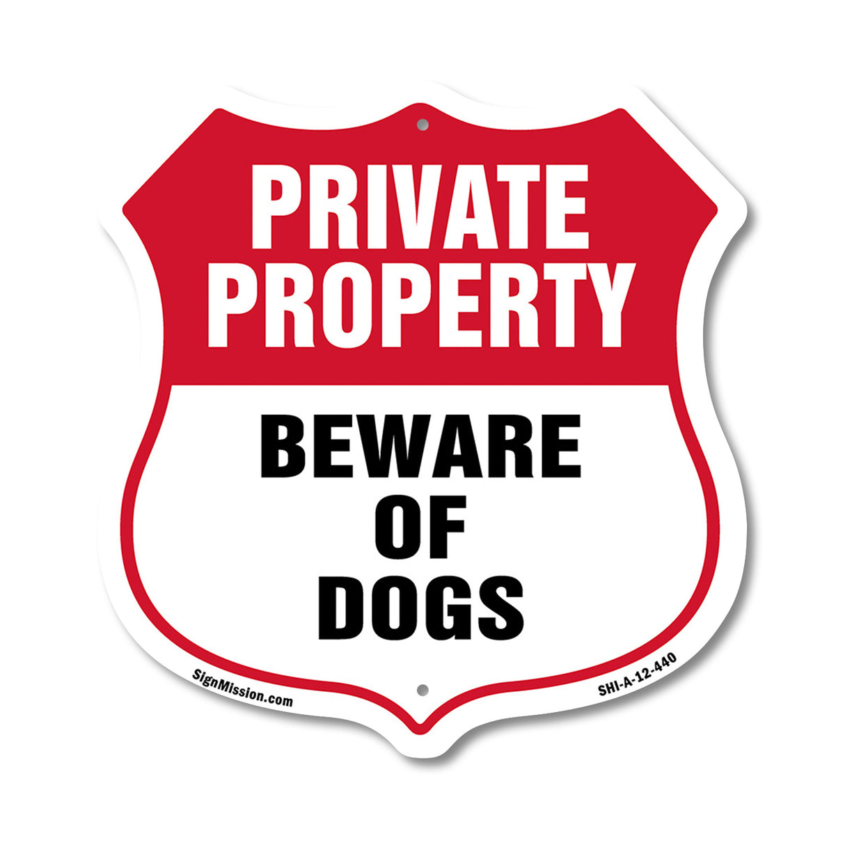 Private Property Shield Sign Beware Of Dogs
