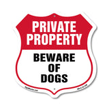 Private Property Shield Sign Beware Of Dogs