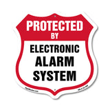 Security Alarm Shield Sign Protected By Electronic Alarm System