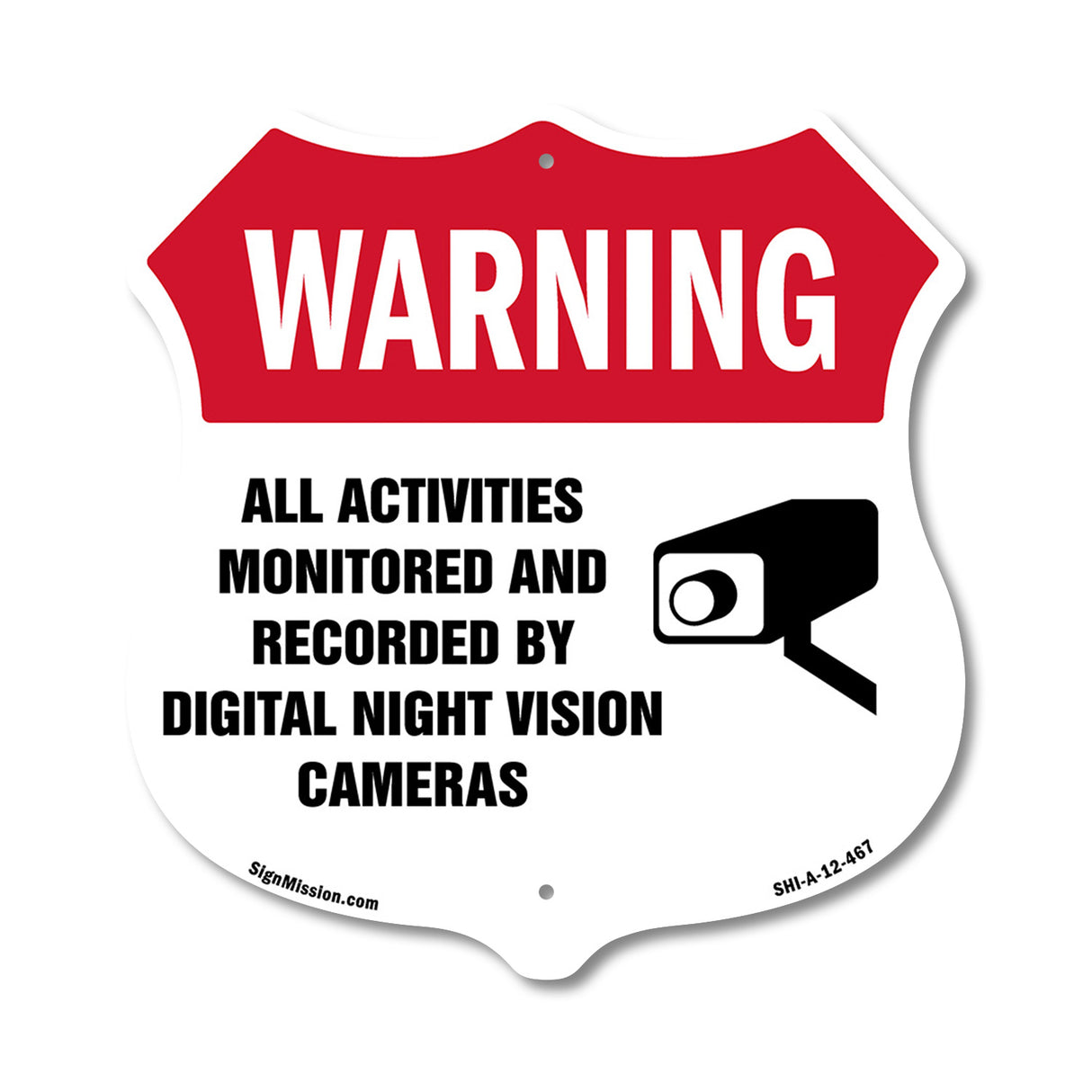 Video Surveillance Shield Label Set Warning All Activities Monitored And Recorded By Digital Night Vision Cameras