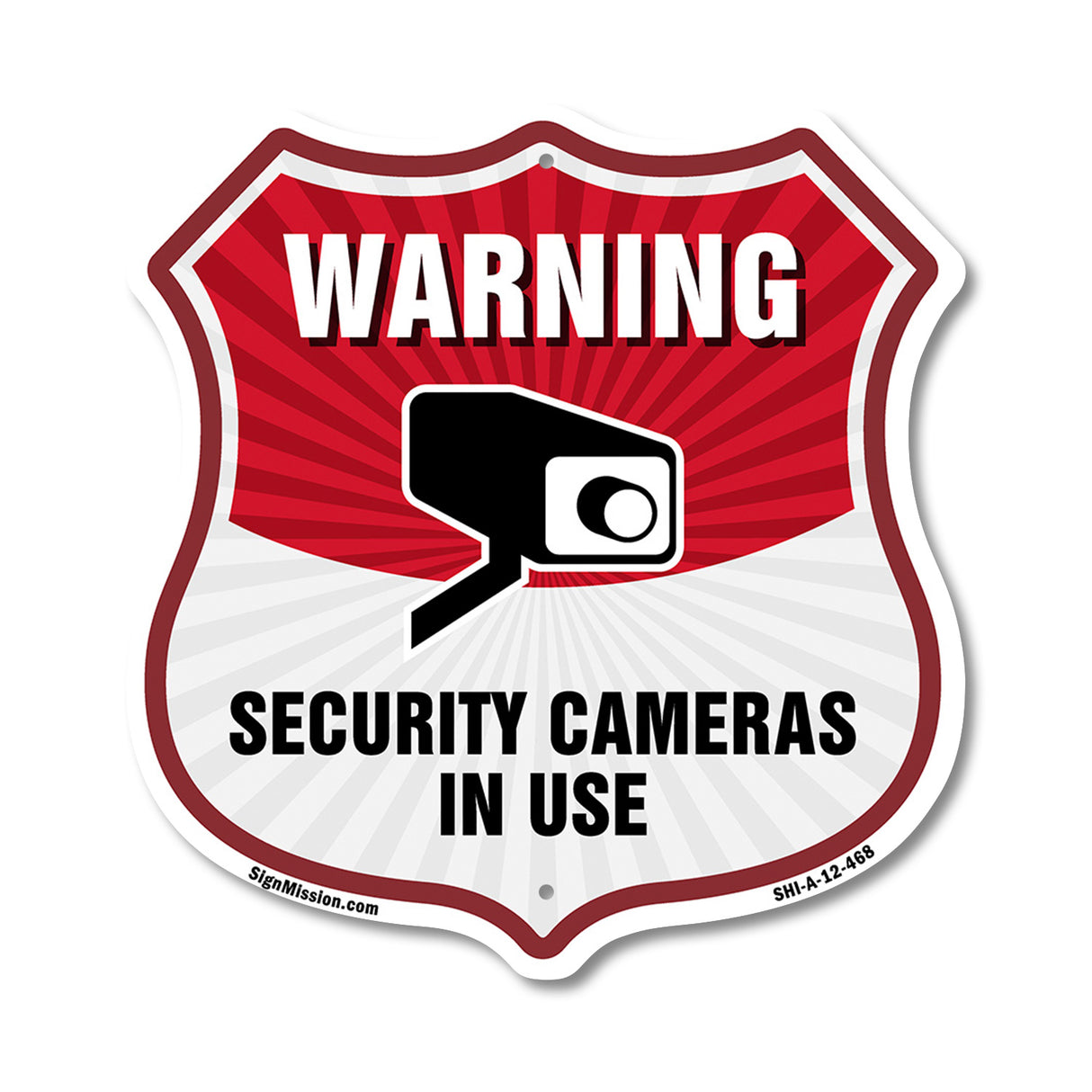 Video Surveillance Shield Sign Warning Security Cameras In Use