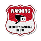 Video Surveillance Shield Sign Warning Security Cameras In Use