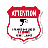 Video Surveillance Shield Sign Attention Parking Lot Under Video Surveillance