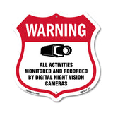 Video Surveillance Warning All Activities Monitored And Recorded By Digital Night Vision Cameras