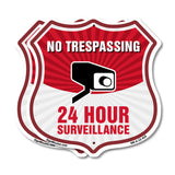 No Trespassing Shield Sign 24 Hour Surveillance