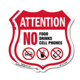 Property Shield Sign No Food No Drinks No Cell Phone