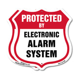 Security Alarm Shield Sign Protected By Electronic Alarm System