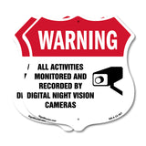 Video Surveillance Shield Label Set Warning All Activities Monitored And Recorded By Digital Night Vision Cameras