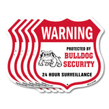 24 Hour Surveillance Shield Sign Warning Protected By Bulldog Security
