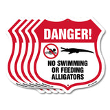 Alligator Warning Shield Sign Danger! No Swimming Or Feeding Alligators