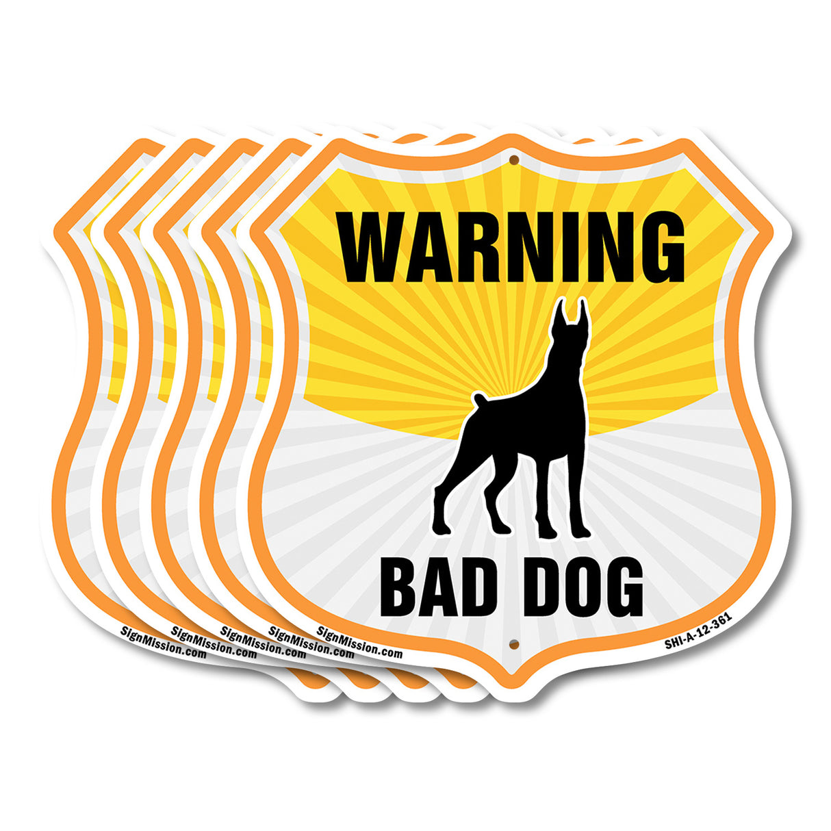 Beware Of Dog Shield Sign Warning Bad Dog