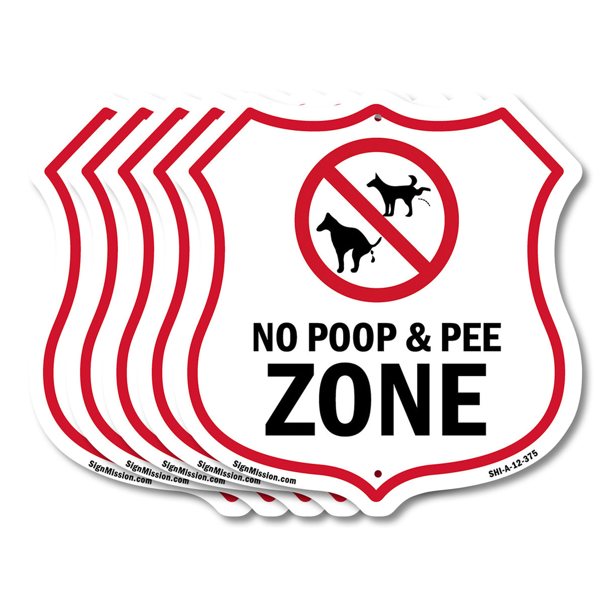 Dog Poop Shield Sign No Poop & Pee Zone