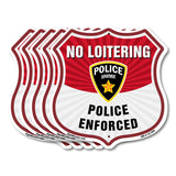 No Loitering Shield Sign Police Enforced. Police Department