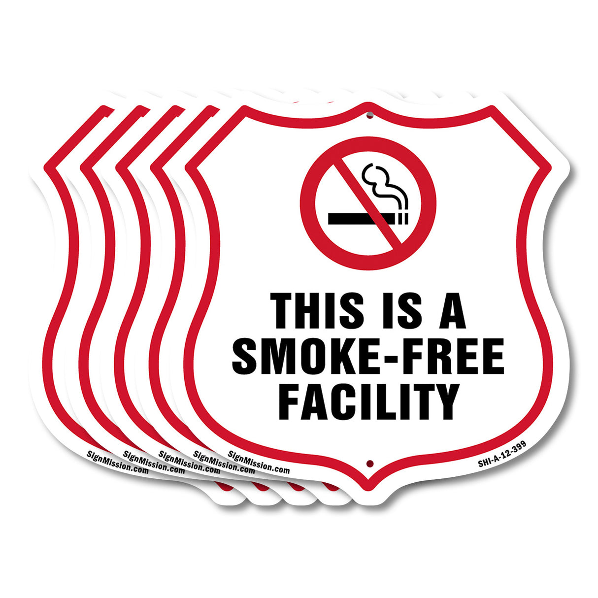 No Smoking Shield Label Set This Is A Smoke Free Facility