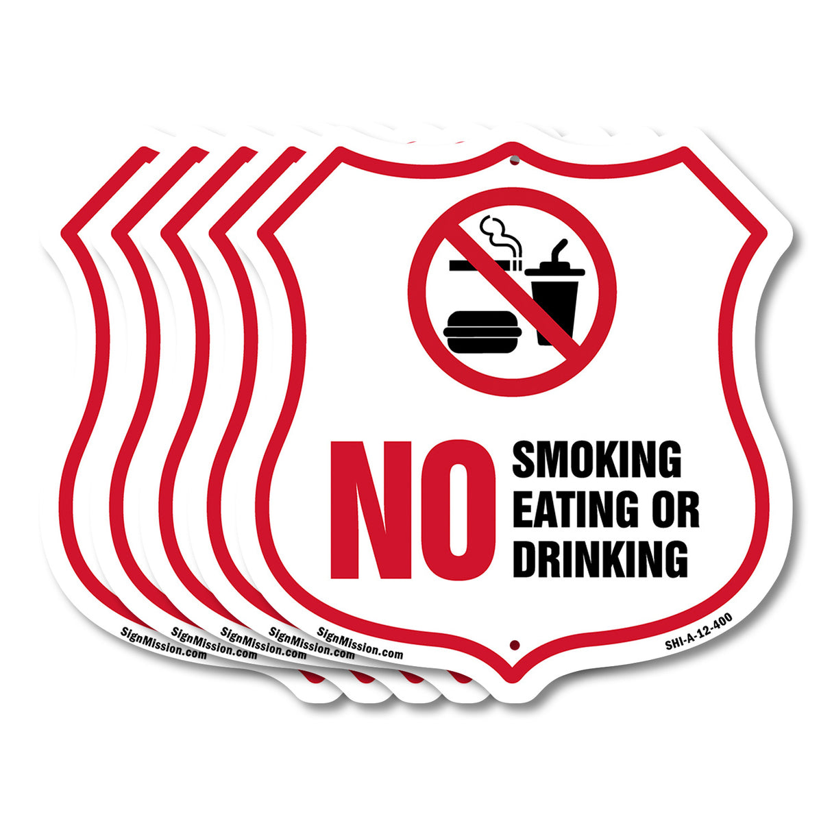 No Smoking Shield Sign No Smoking Eating Or Drinking
