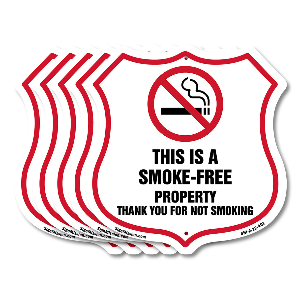 No Smoking Shield Sign This Is A Smoke Free Property Thank You For Not Smoking