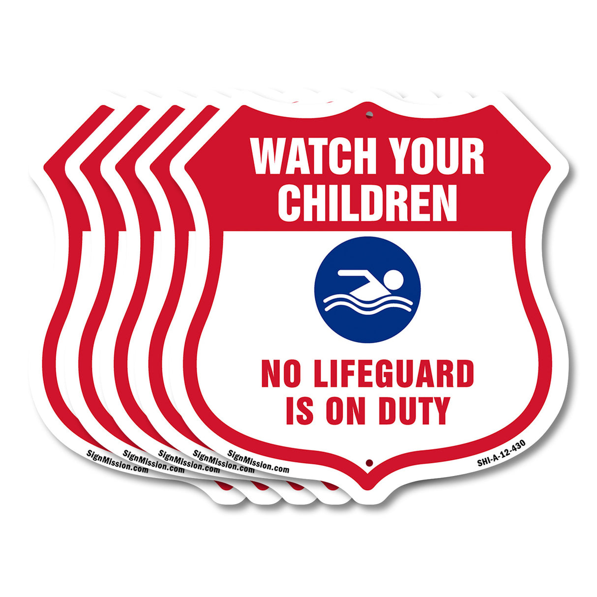 Pool Safety Shield Sign Attention Watch Your Children No Lifeguard On Duty