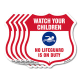 Pool Safety Shield Sign Attention Watch Your Children No Lifeguard On Duty