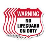 Pool Safety Shield Sign Warning No Lifeguard On Duty