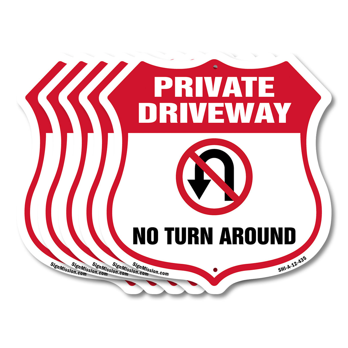 Private Driveway Shield Sign No Turn Around