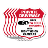 Private Driveway Shield Sign Under 24 Hour Video Surveillance By Night Vision Cameras